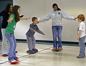 4-H teens test balance skills.