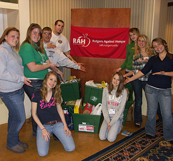 Photo: 4-H members show the results of their food collection for Rutgers Against Hunger. Photo: 4-H members show the results of their food collection for Rutgers Against Hunger.