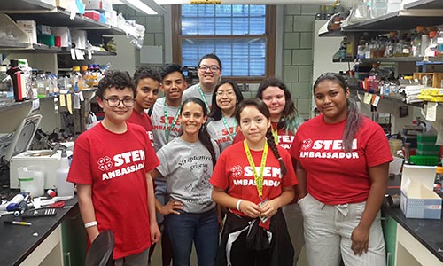 A group of children in a lab.