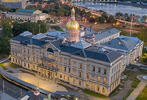 Arial view of the New Jersey Capitol Building.