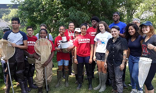 A group of STEM Ambassadors outdoors.